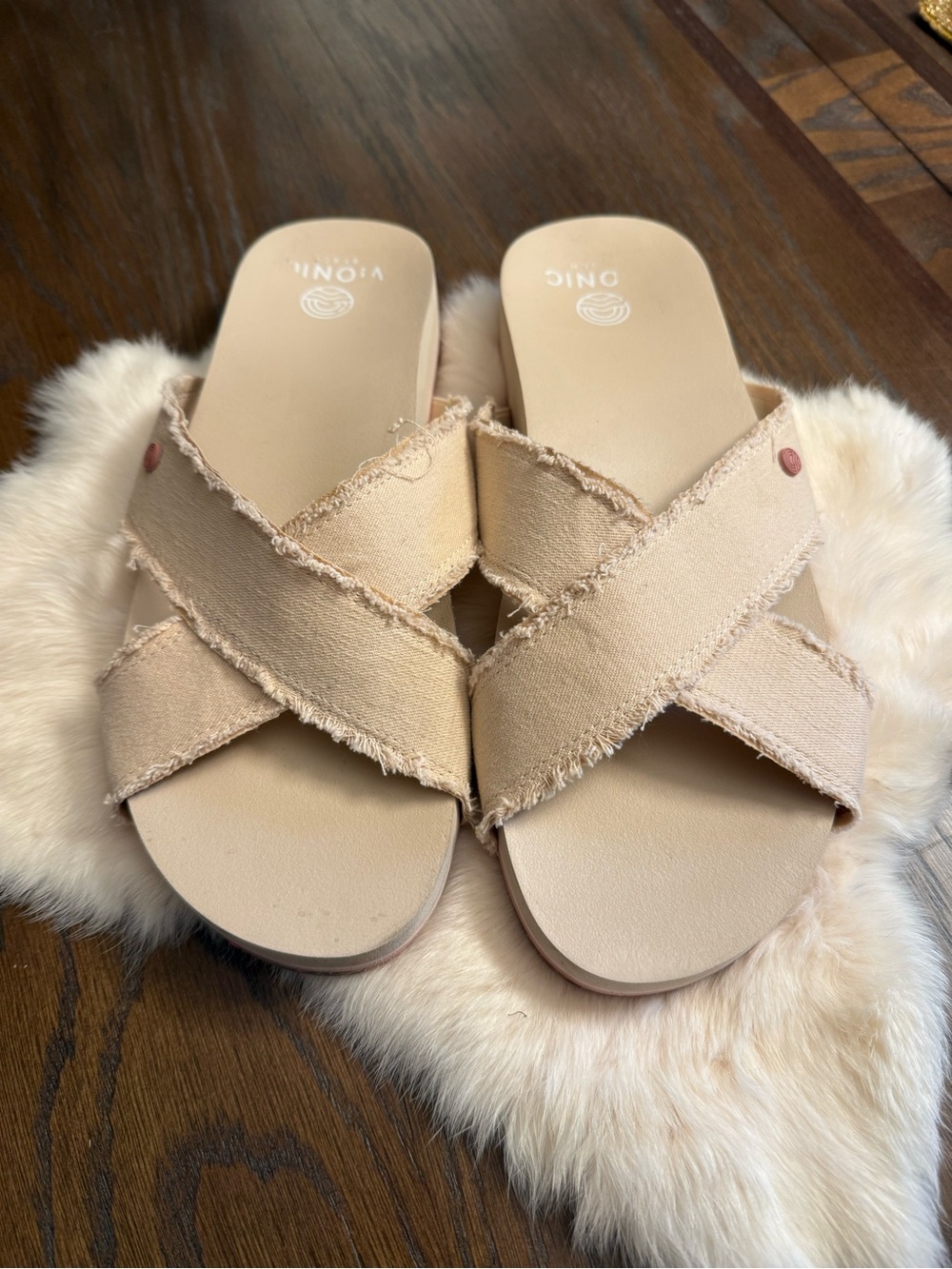 Vionic Boardwalk Panama Slide Sandals Semolina Beige Size 10 - Picture 3 of 7